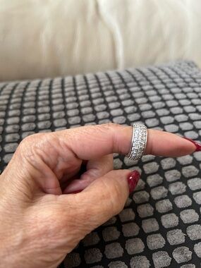 Silver cubic zirconia band ring, size 6